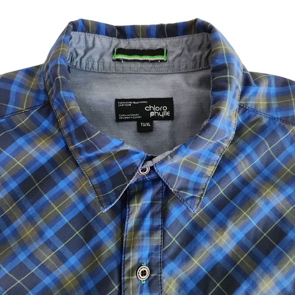 CHLOROPHYLLE Plaid Outdoor Shirt Short Sleeve Button-Up xl - Picture 4 of 12